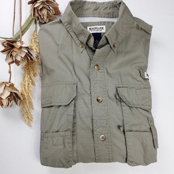 New Magellan Mens Cache Green Outdoor Shirt Med - Picture 4 of 14